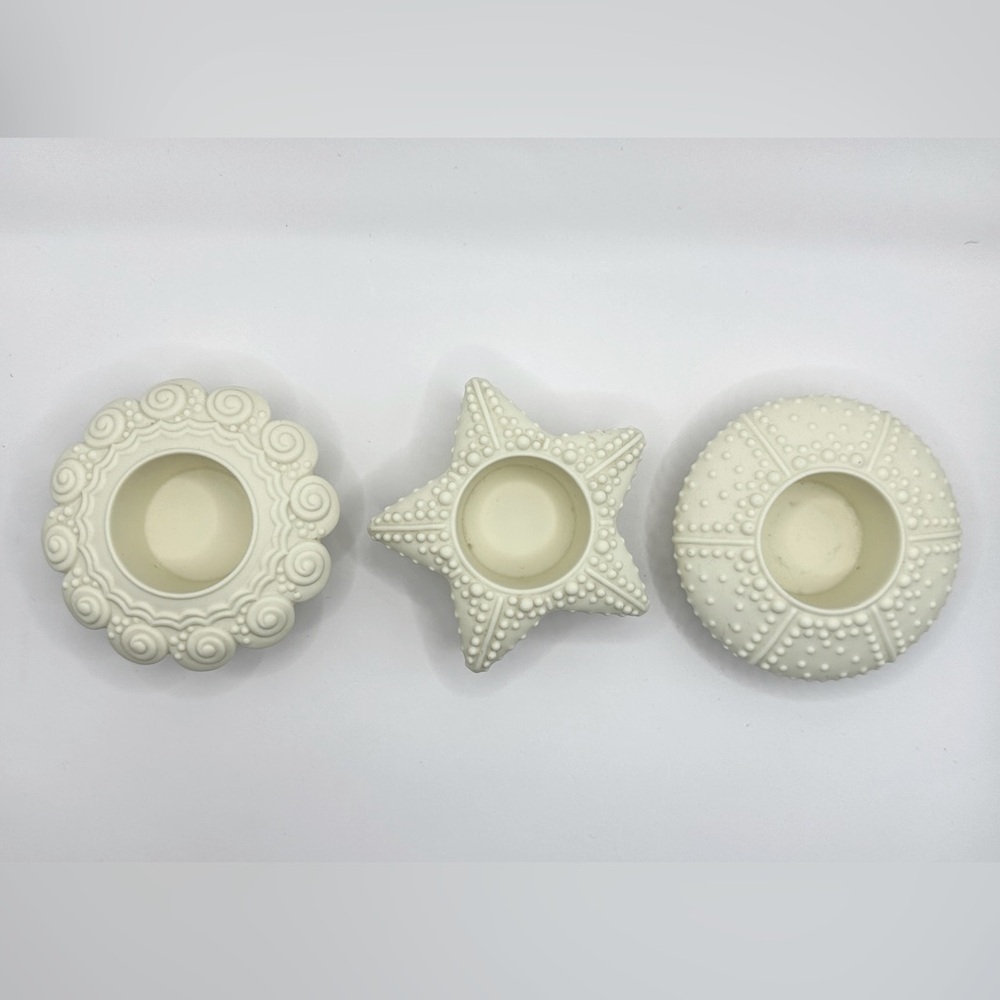 4/$25 PartyLite Set Of 3 Sea Shell Tea Light Candle Holders Starfish Ivory Cream - Picture 1 of 9